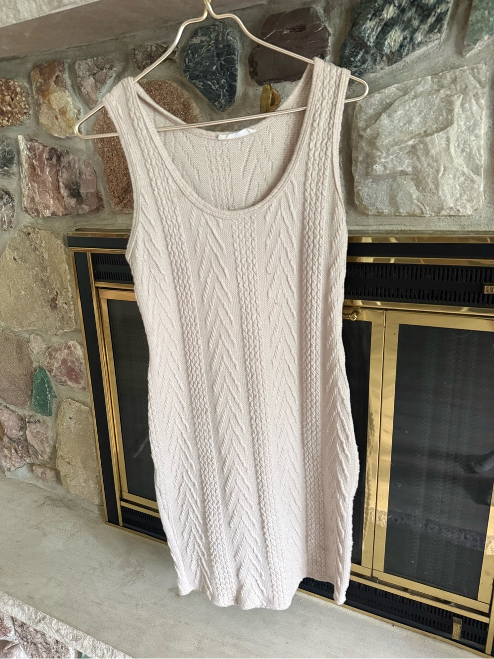 Fitted Sweater Dress Beige Medium